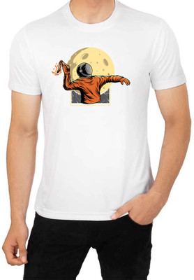 LV CARE Printed Men Round Neck White T-Shirt