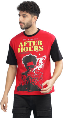 Captcha Graphic Print Men Round Neck Red T-Shirt