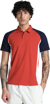 PUMA Colorblock Men Polo Neck Red T-Shirt