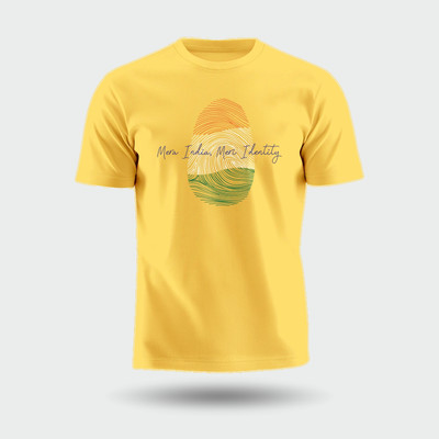 Luv My India Printed Men Round Neck Yellow T-Shirt