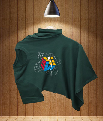 magento Graphic Print Men Round Neck Dark Green T-Shirt