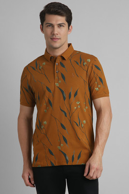 Simon Carter London Printed Men Polo Neck Brown T-Shirt