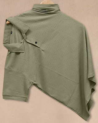 PRAIZY Self Design Men Polo Neck Green T-Shirt