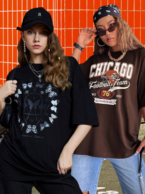 SYDNEY HILLS Printed Women Round Neck Multicolor T-Shirt