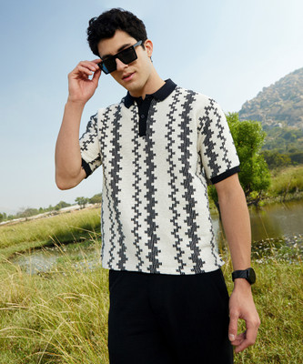 CAMPUS SUTRA Striped Men Polo Neck Multicolor T-Shirt