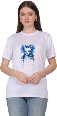 LIFE STYLE COMMERCE Graphic Print Women Round Neck White T-Shirt