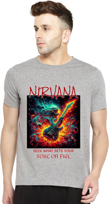 Yilden Printed, Typography Men Round Neck Grey T-Shirt