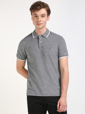 TOMMY HILFIGER Solid Men Polo Neck Black T-Shirt