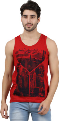 JUGULAR Printed Men Scoop Neck Red T-Shirt