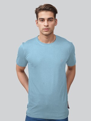 Lux Nitro Solid Men Round Neck Light Blue T-Shirt