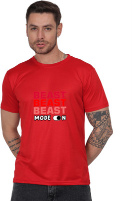 Fabteez Graphic Print Men Round Neck Red T-Shirt