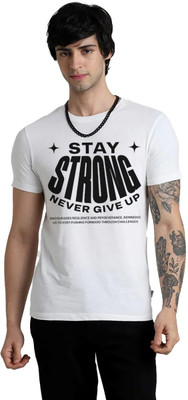 UBD Printed Men Round Neck White T-Shirt