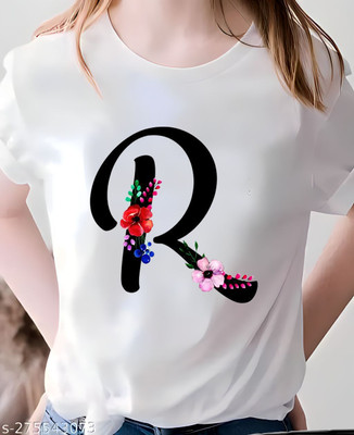 SQF Printed, Typography Women Round Neck White T-Shirt