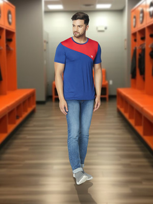 METRONAUT Colorblock Men Round Neck Red, Blue T-Shirt