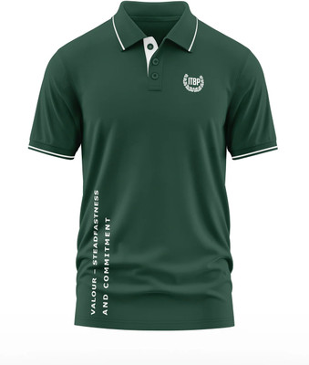 Warriorworld Printed Men Polo Neck Green T-Shirt