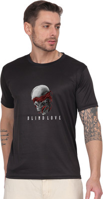 Navya Ecommerce Graphic Print Men Round Neck Black T-Shirt