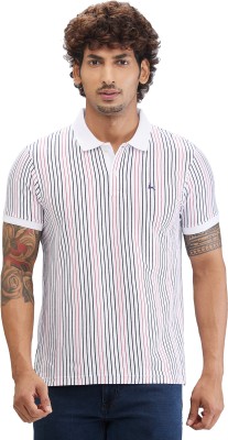 PARX Self Design Men Polo Neck White T-Shirt