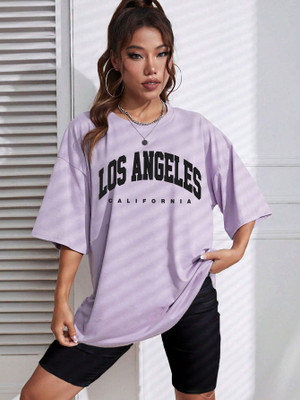HOC Graphic Print Women Round Neck Purple T-Shirt