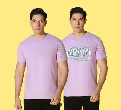 WOOSTRO Printed Men Round Neck Purple T-Shirt