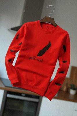 FASHIUM Printed Men Round Neck Red T-Shirt