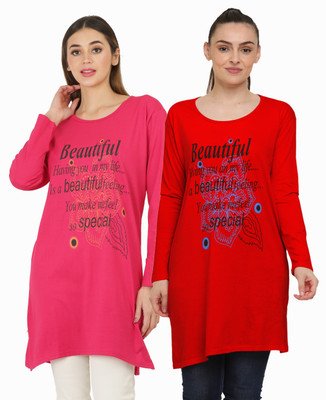 Ddaspration Printed Women Round Neck Multicolor T-Shirt