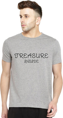 Yilden Typography Men Round Neck Grey T-Shirt