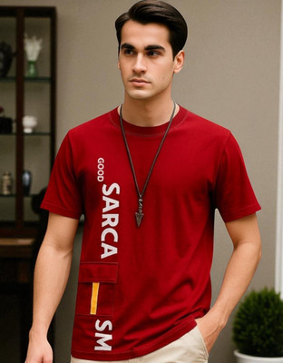 FASHIUM Printed Men Round Neck Red T-Shirt
