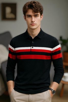 Autna Solid Men Polo Neck Black T-Shirt