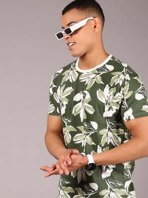 V-MART Printed Men Round Neck Green T-Shirt