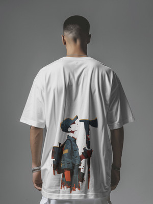 PS ENTERPRISES Graphic Print Men Round Neck White T-Shirt