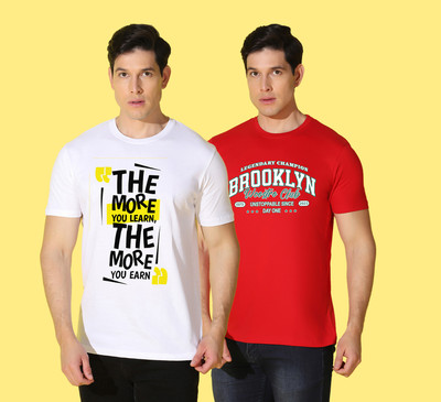 WOOSTRO Printed Men Round Neck Multicolor T-Shirt