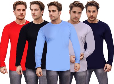 Expert Choice Solid Men Round Neck Multicolor T-Shirt