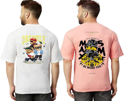 xpecto style Printed Men Round Neck White, Pink T-Shirt