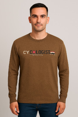 SAND PIPER Typography Men Round Neck Brown T-Shirt