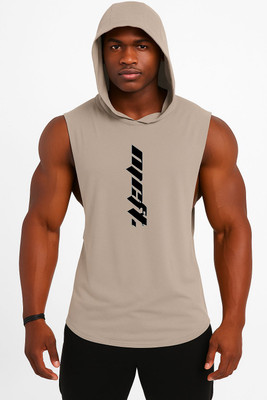 RMLKN Printed Men Hooded Neck Grey T-Shirt