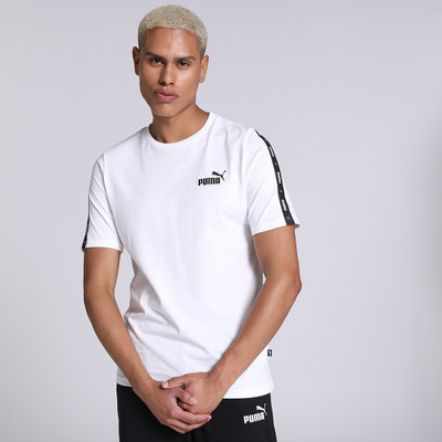 PUMA Solid Men Crew Neck White T-Shirt