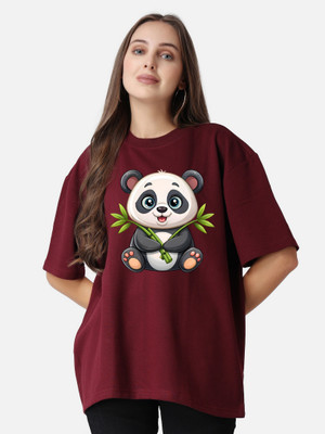 Absolute Defense Graphic Print Women Round Neck Maroon T-Shirt