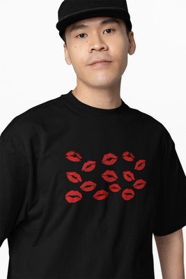Hello Swanky Printed Men Round Neck Black T-Shirt