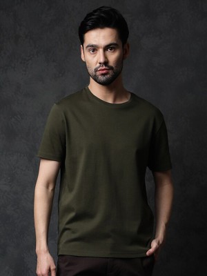 RARE RABBIT Solid Men Round Neck Green T-Shirt