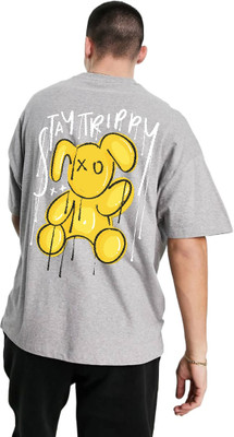 Trillion Graphic Print, Typography Men Round Neck Grey T-Shirt