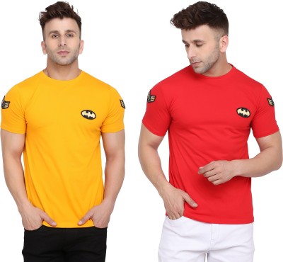 Lawful Casual Solid Men Round Neck Red, Yellow T-Shirt