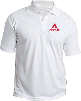 PrintHolic Solid Men Polo Neck White T-Shirt