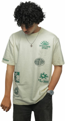 SolisApparel Graphic Print Men Round Neck Beige T-Shirt