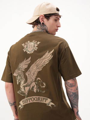 HIGHLANDER Printed Men Round Neck Brown T-Shirt