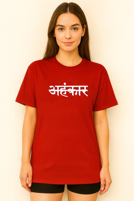 RAJARANCHO Geometric Print Women Round Neck Red T-Shirt