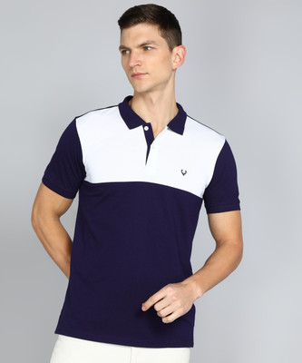 Allen Solly Colorblock Men Polo Neck Blue, White T-Shirt