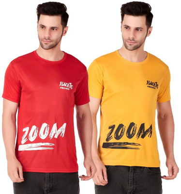 PUREHYPE Printed Men Round Neck Red, Yellow T-Shirt