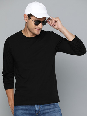 London Crew Solid Men Round Neck Black T-Shirt