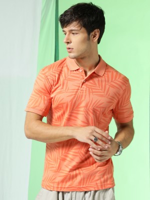 Markle Moro Printed Men Polo Neck Orange T-Shirt