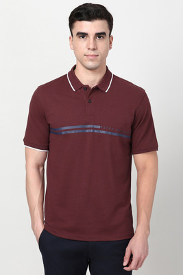 PETER ENGLAND Graphic Print Men Polo Neck Maroon T-Shirt